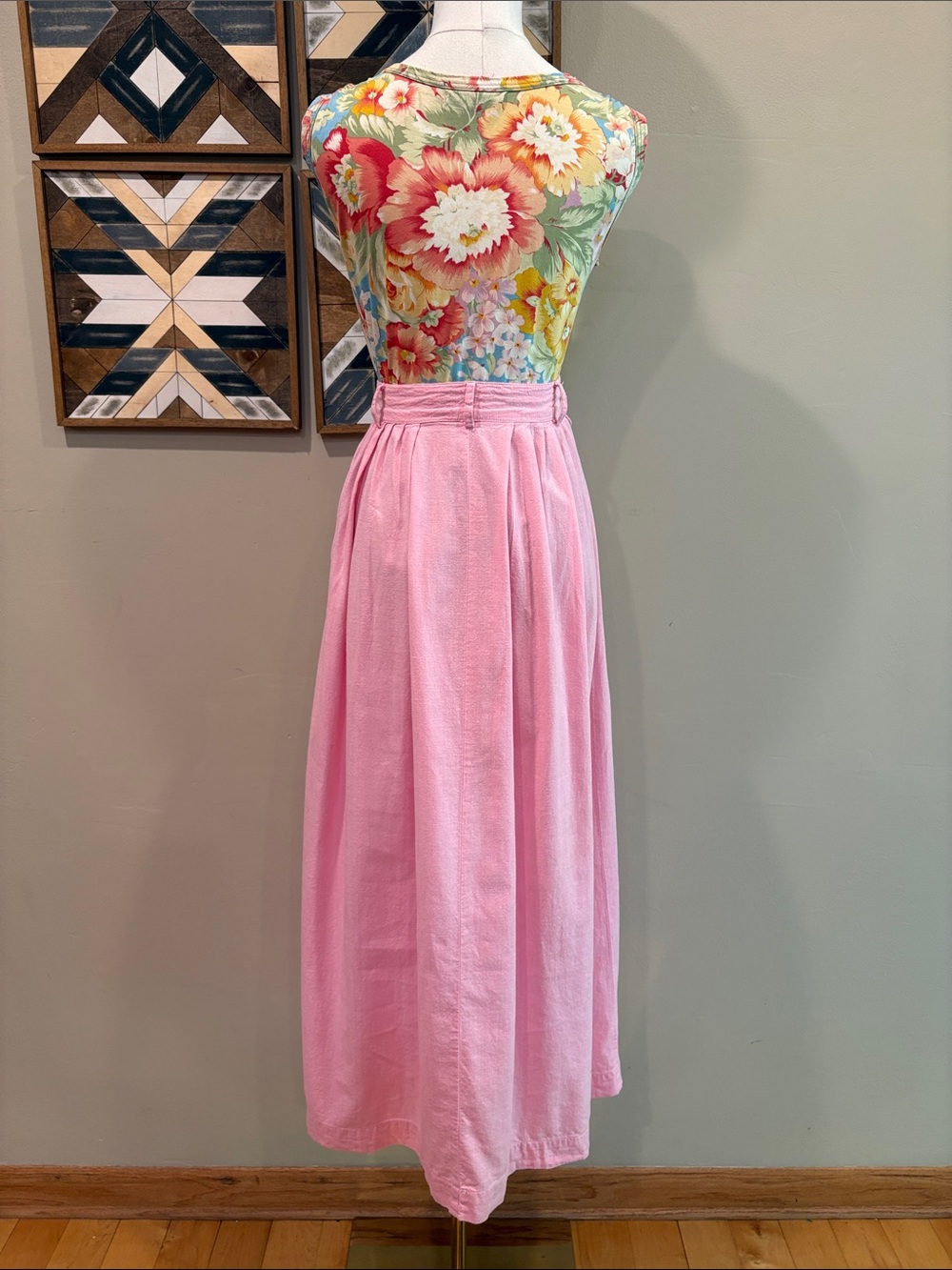 Vintage Ralph Lauren Blue Label Pink Cotton Pleated Maxi Skirt size 4 *As-Is* - Picture 7 of 16